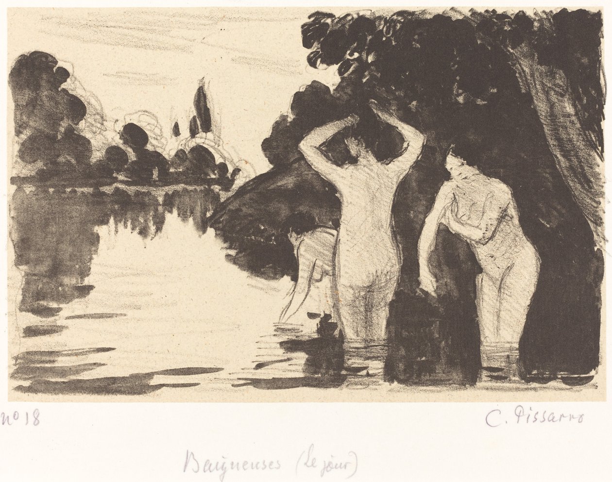 Fürdőzők, c. 1895. alkotó: Camille Pissarro