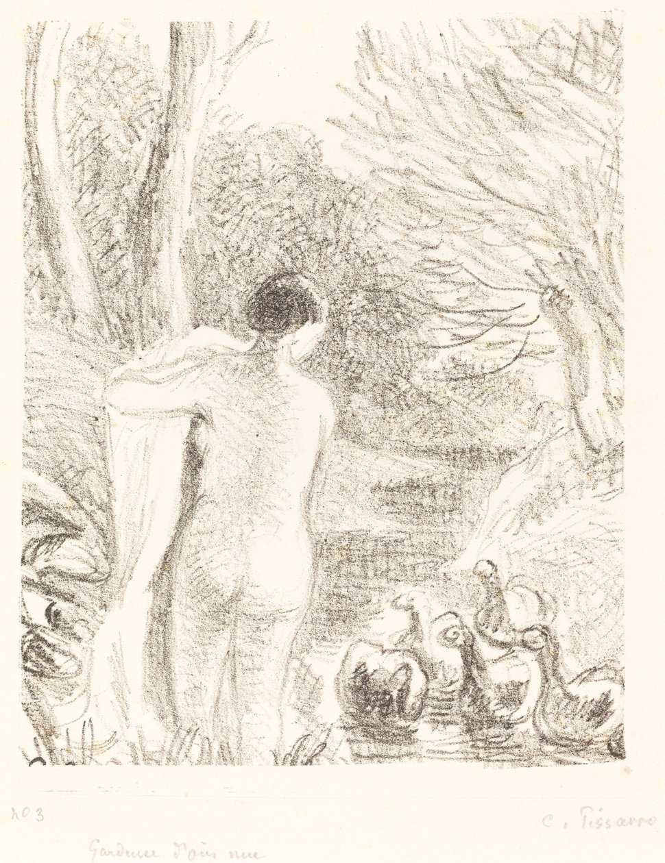 Meztelen libalány alkotó: Camille Pissarro