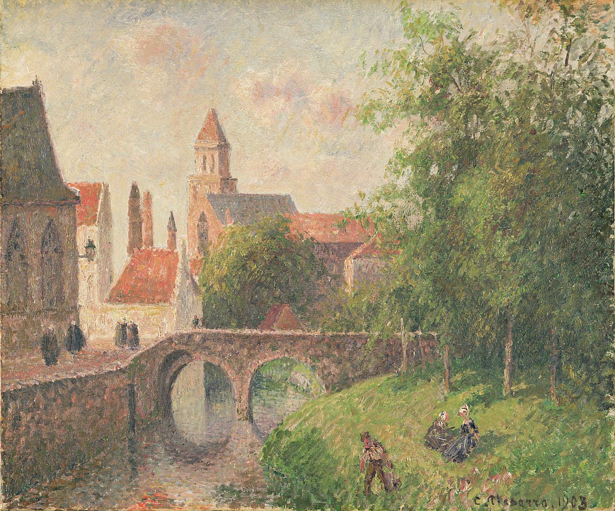 Old Bridge, Brugge (olaj, vászon) alkotó: Camille Pissarro