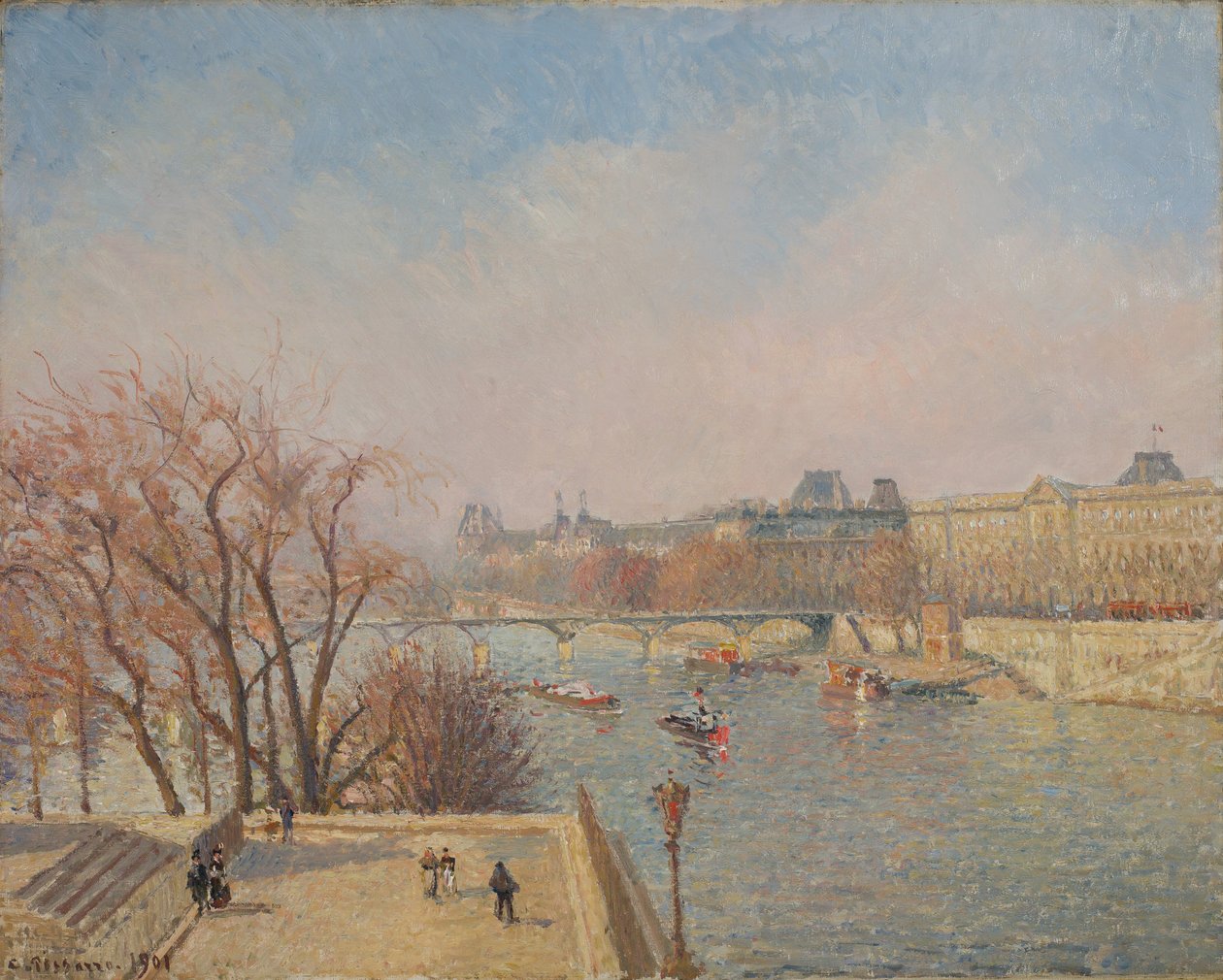 A Louvre, reggel, napfény alkotó: Camille Pissarro