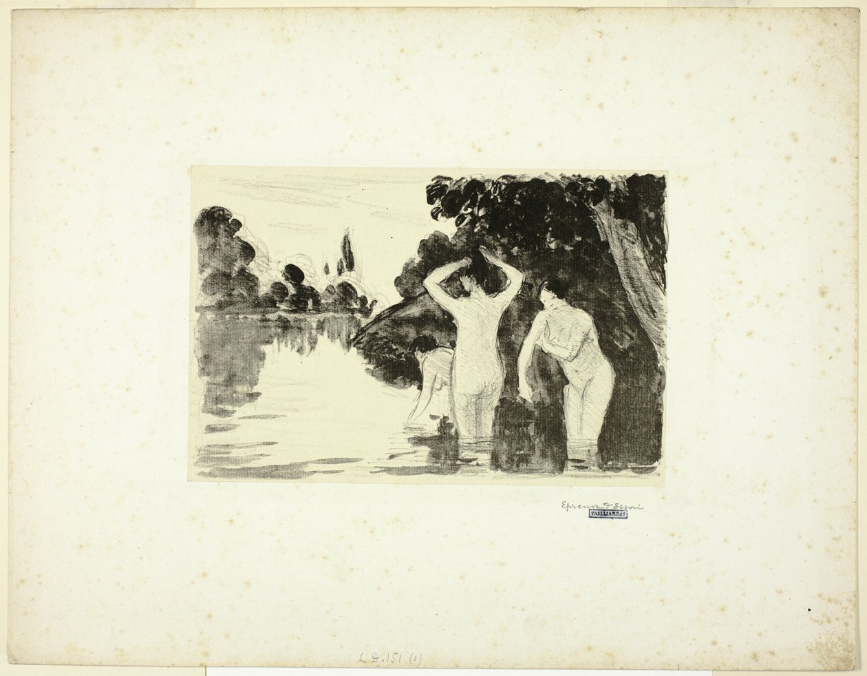 Nők fürdőzése: nap alkotó: Camille Pissarro