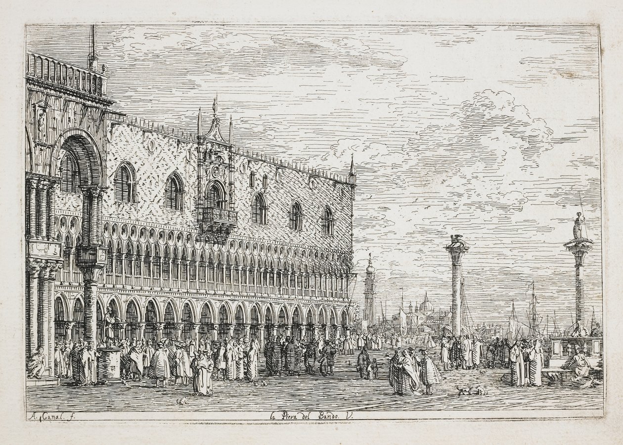 La Piera del Bando (A Kiáltvány Köve, Velence), 1740-1745 alkotó: Giovanni Antonio Canal