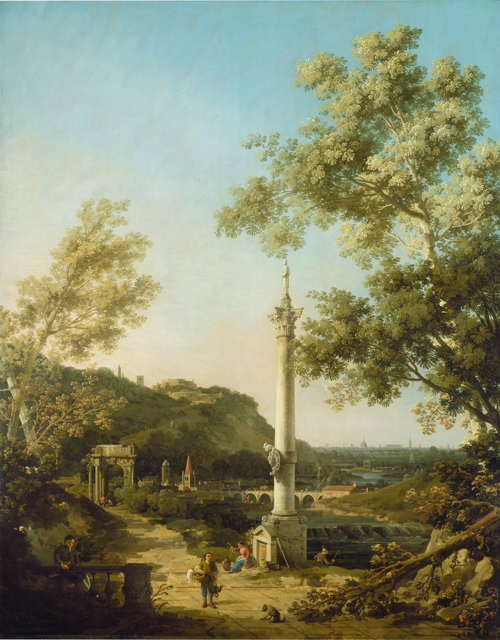 Angol táj capriccio oszloppal, c. 1754. alkotó: Canaletto