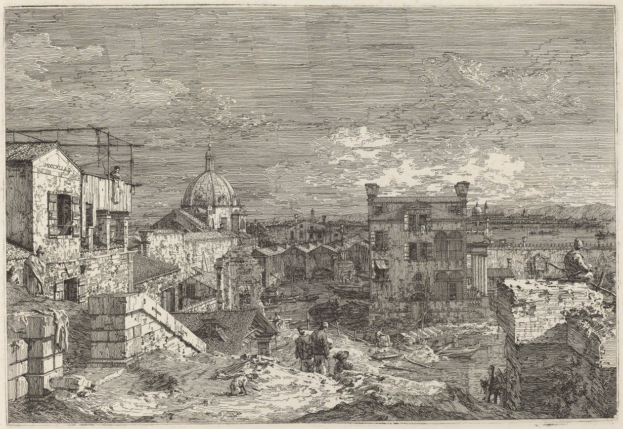 Képzeletbeli kilátás Velencére, 1741. alkotó: Canaletto