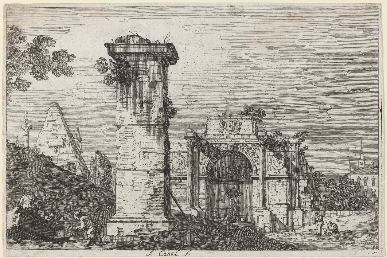 Táj romos műemlékekkel, c. 17351746. alkotó: Canaletto