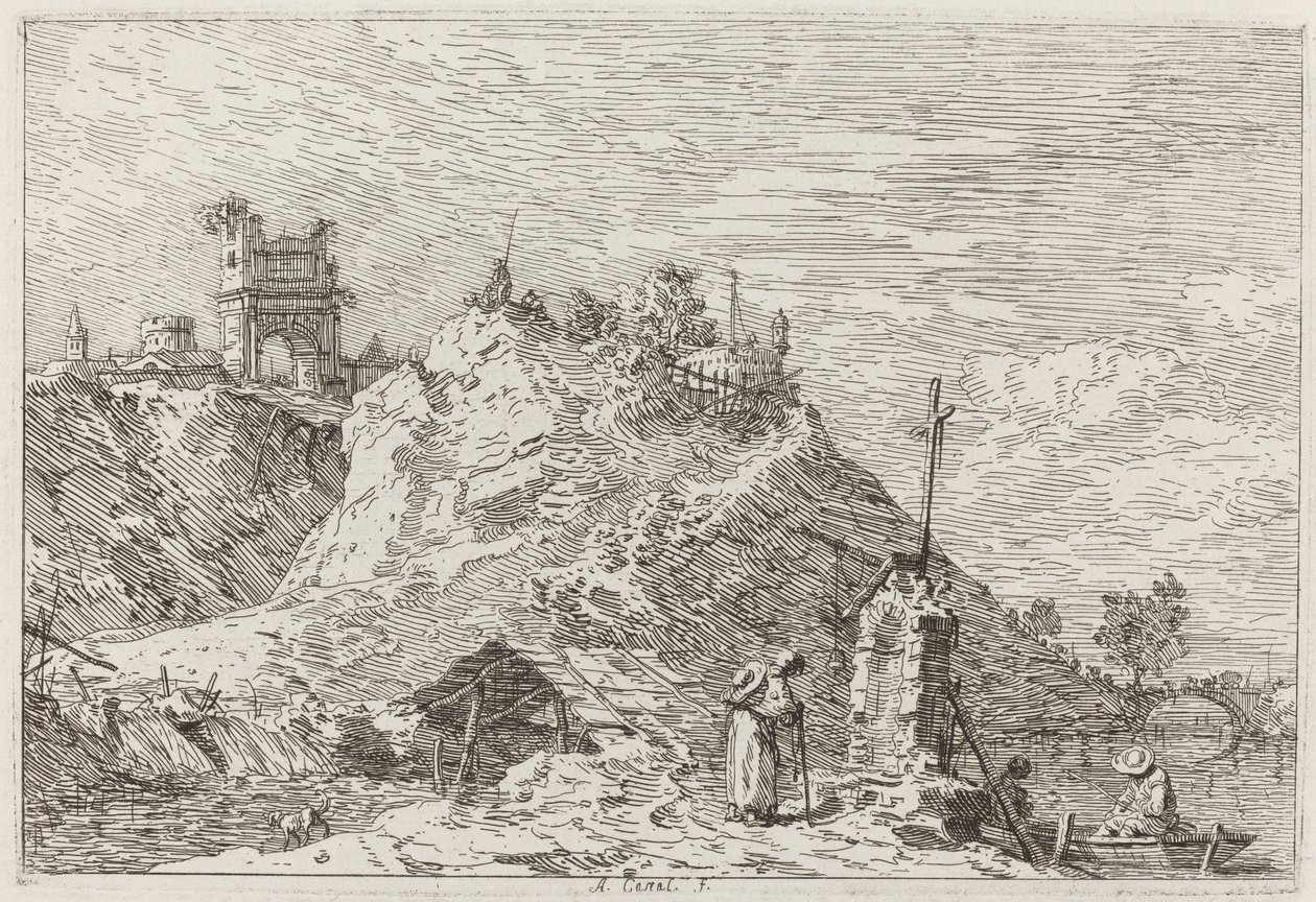 Táj a zarándokokkal az imádságnál [balra fent] alkotó: Canaletto