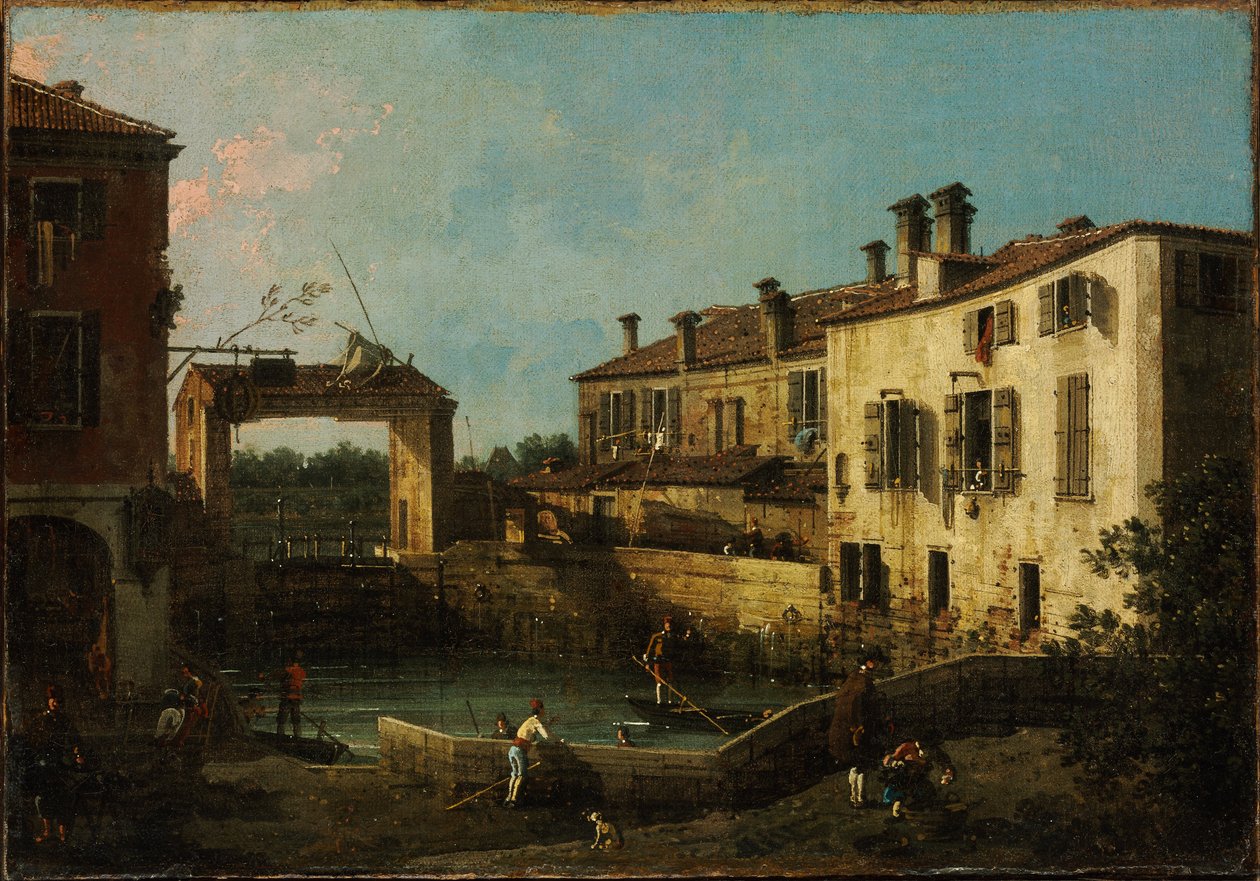 Zsilip Dolo közelében alkotó: Canaletto