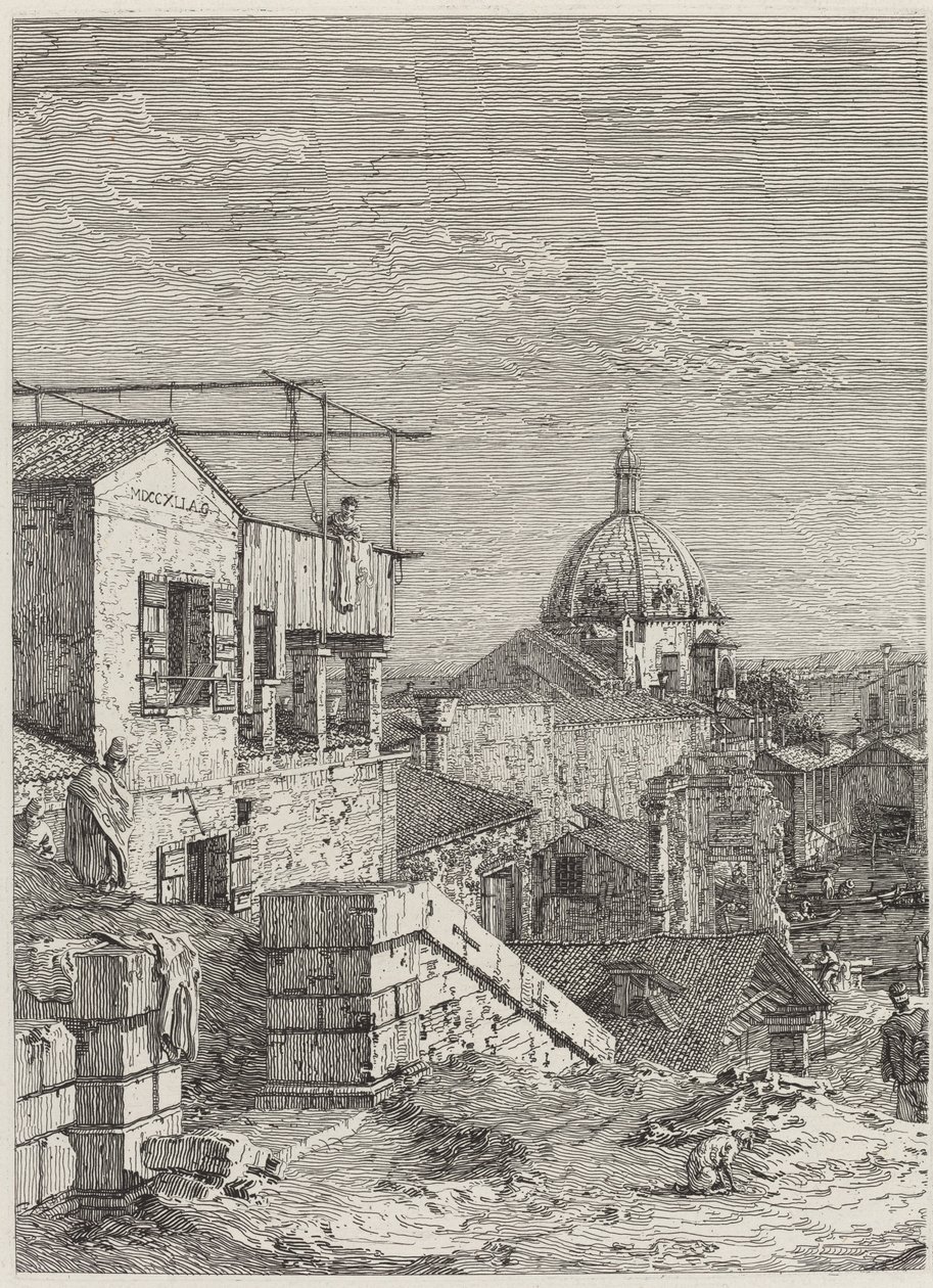 Feliratos ház [balra], 1741. alkotó: Canaletto