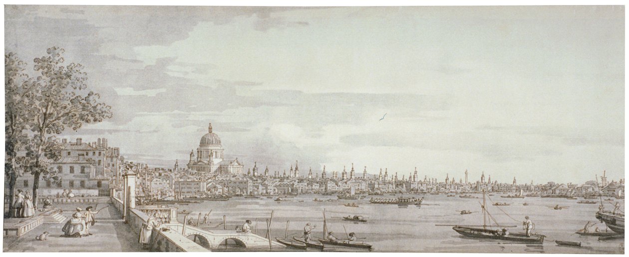 Kilátás a Temzére, London, 1750 alkotó: Canaletto