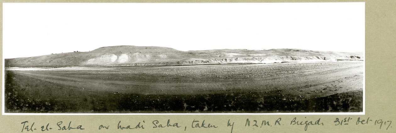Tel-el-Saha, a Wadi Sahán, elfoglalva az N.Z.M.R. brigád által, 1917. október 31. alkotó: Capt. Arthur Rhodes