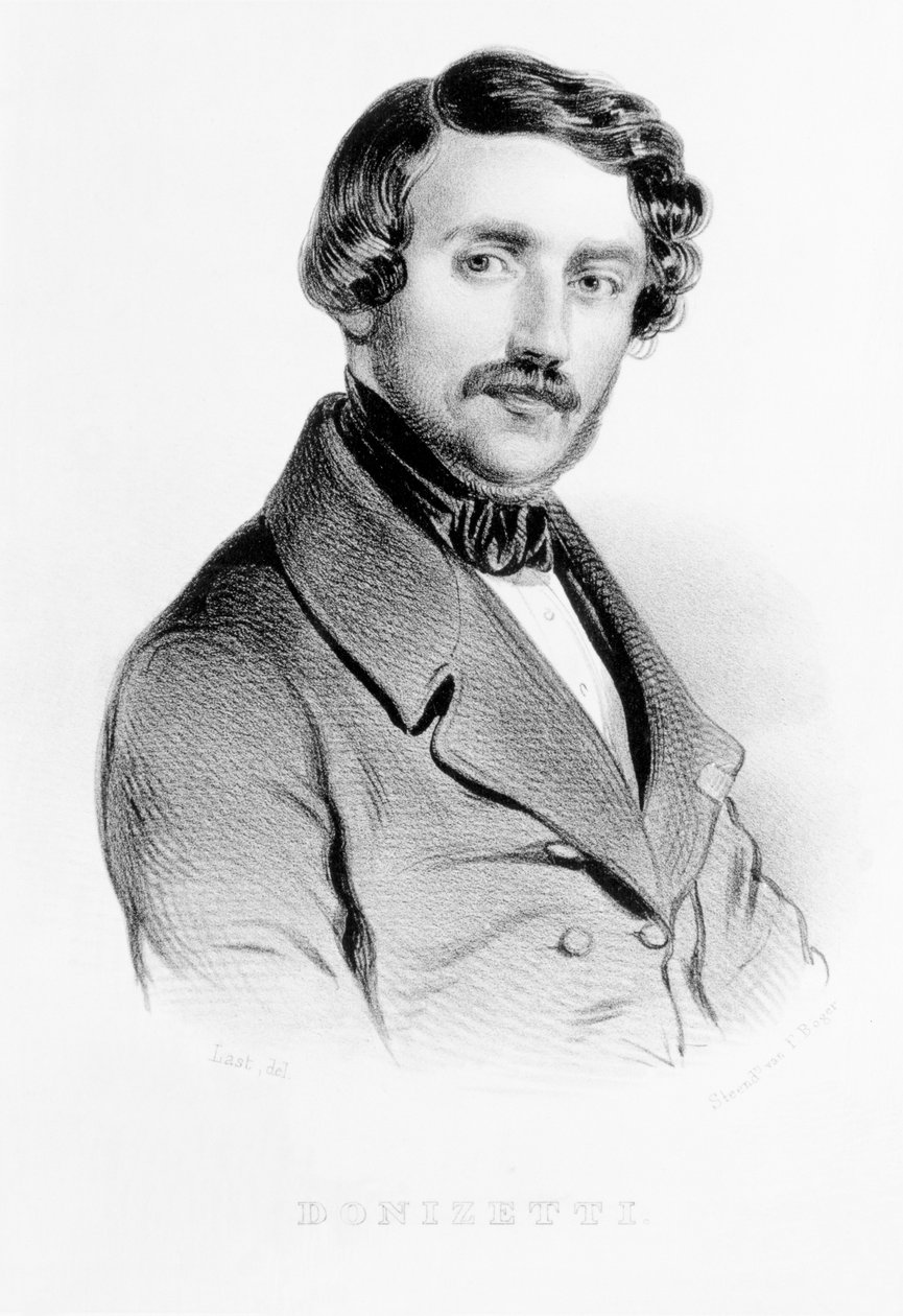 Gaetano Donizetti (1797-1848) olasz zeneszerző portréja, metszette: F. Boger alkotó: Carel Christian Anthony Last