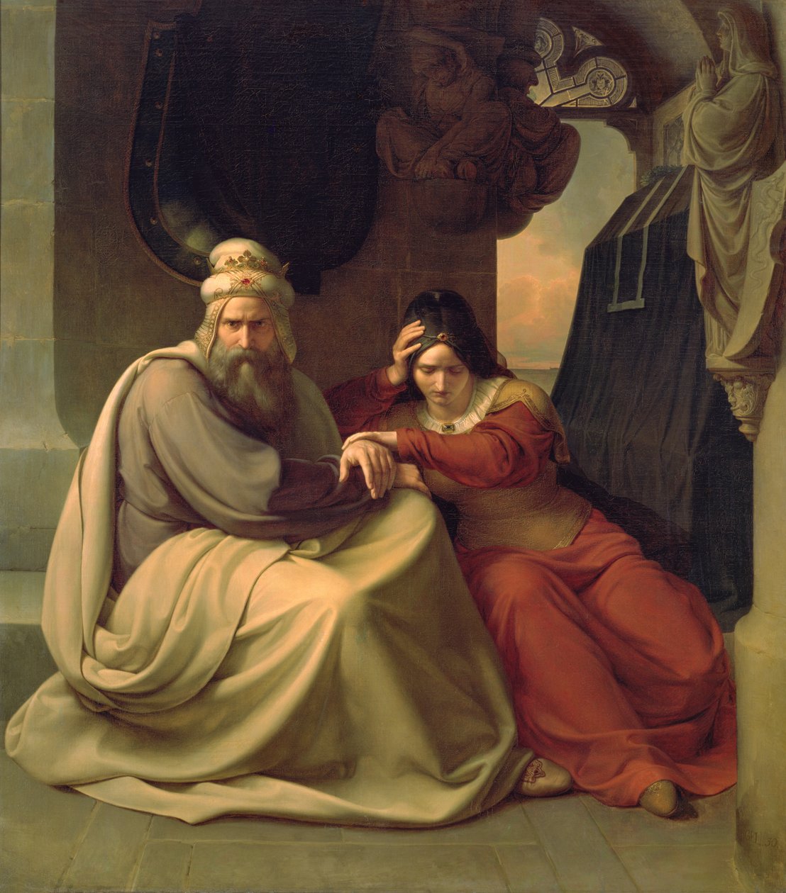 Királyi pár gyászolja halott lányát, 1830 alkotó: Carl Friedrich Lessing