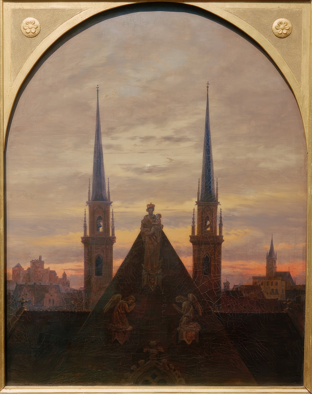 Város alkonyatkor alkotó: Carl Gustav Carus