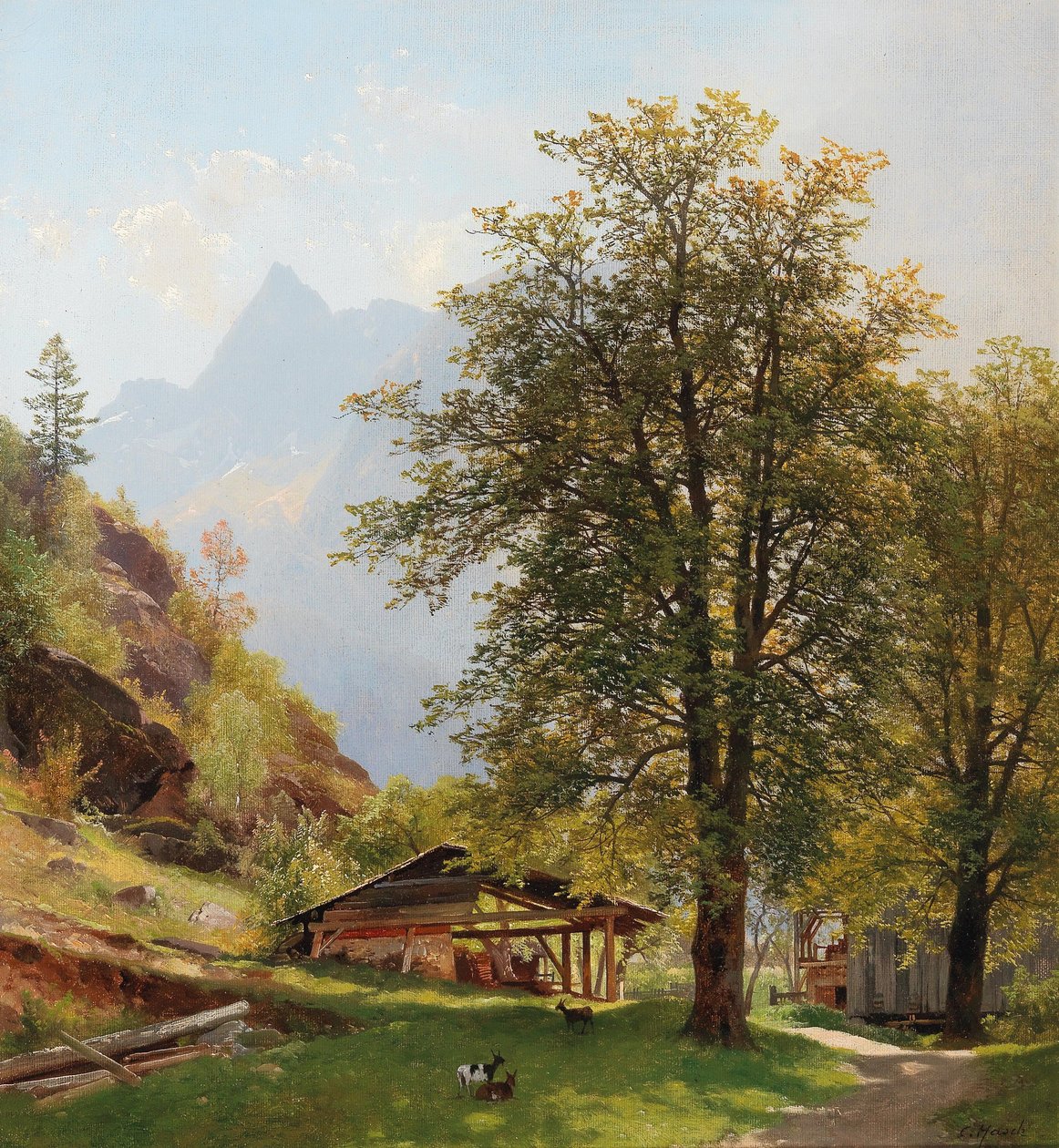 Táj gazdasági épületekkel alkotó: Carl Hasch