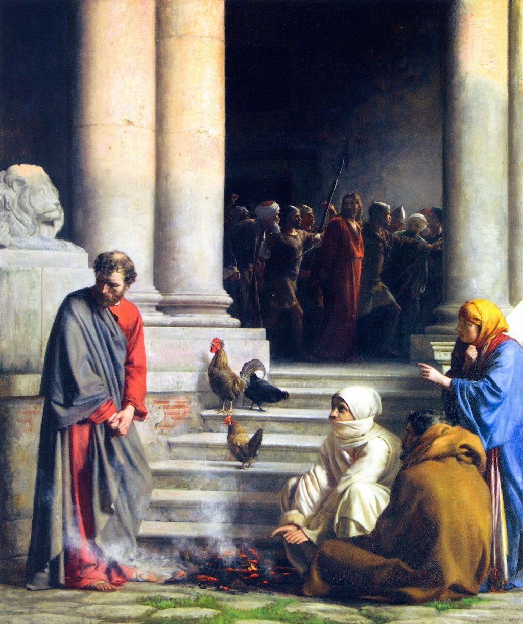 Jézus tagadása Péter által alkotó: Carl Heinrich Bloch