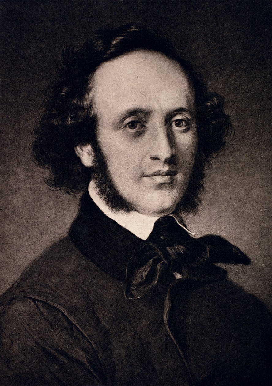 Felix Mendelssohn (1809-47) portréja, metszette F. Bruckmann alkotó: Carl Jaeger