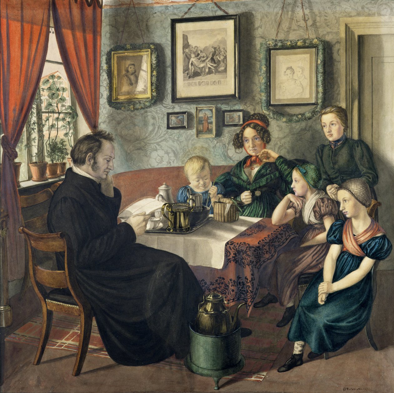 Johann Wilhelm Rautenberg lelkész és családja, 1833 alkotó: Carl Julius Milde