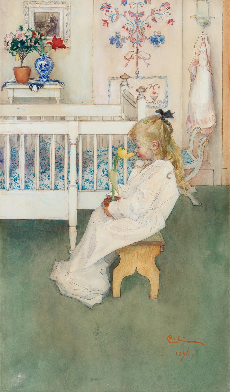 Lisbeth sárga tulipánnal alkotó: Carl Larsson
