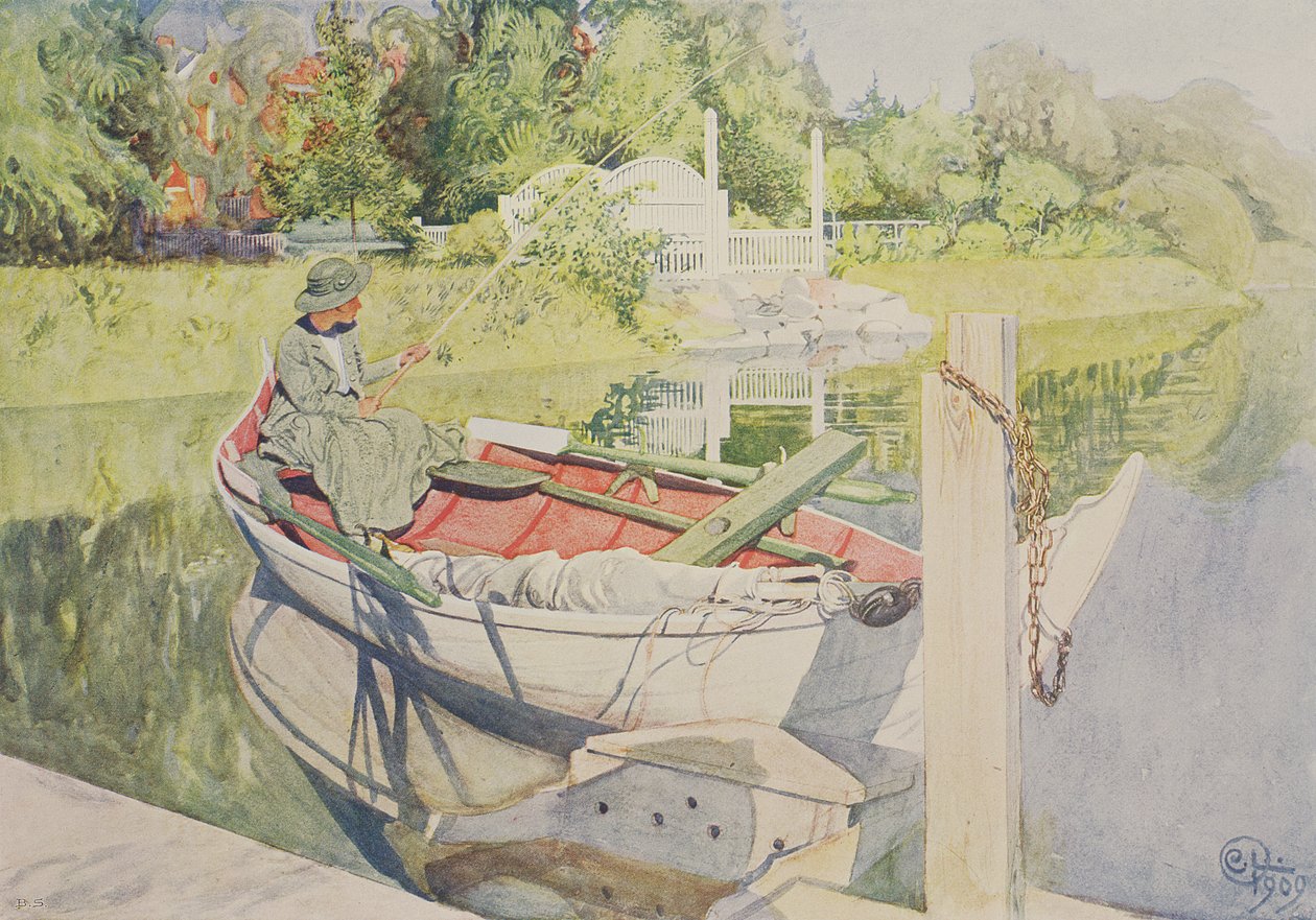 Horgászat, 1909 alkotó: Carl Larsson