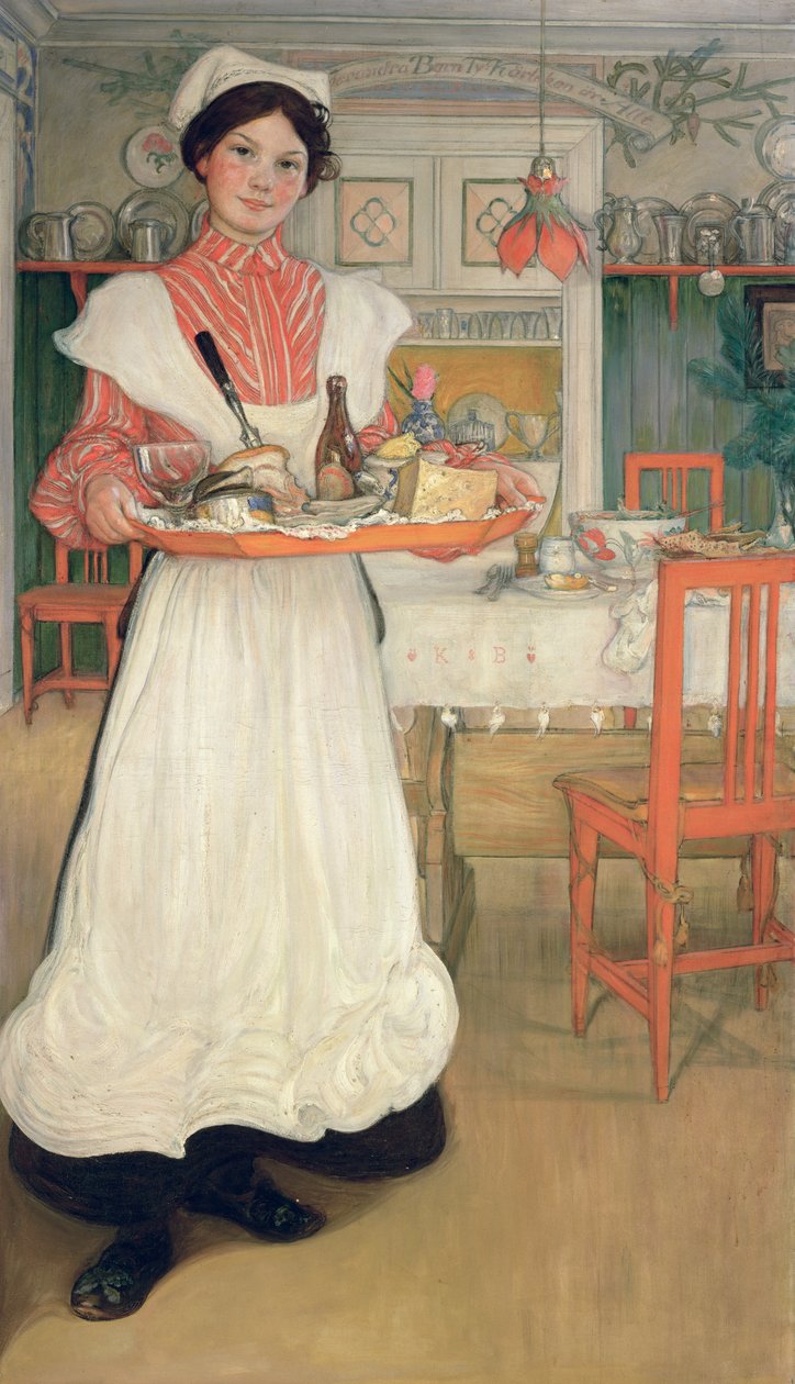 Martina tálcán hordja a reggelit, 1904 alkotó: Carl Larsson