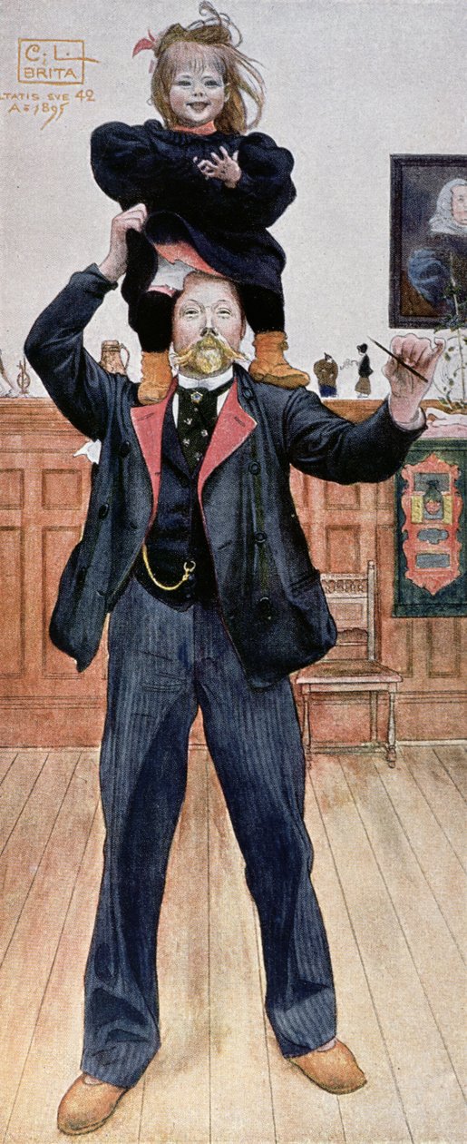 A művész önarcképe lányával, Britával, 1899 alkotó: Carl Larsson