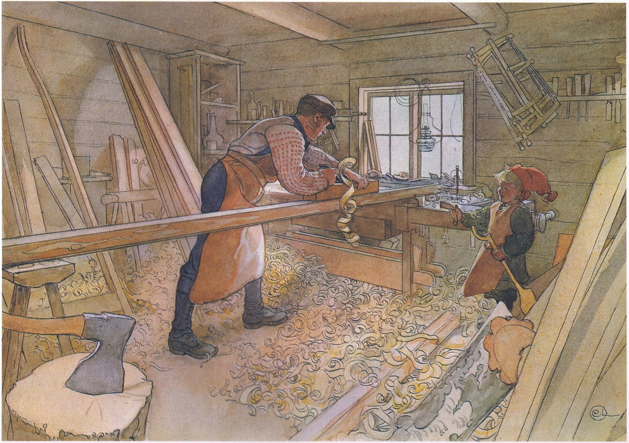 Johan bácsi a tanyaműhelyben alkotó: Carl Larsson