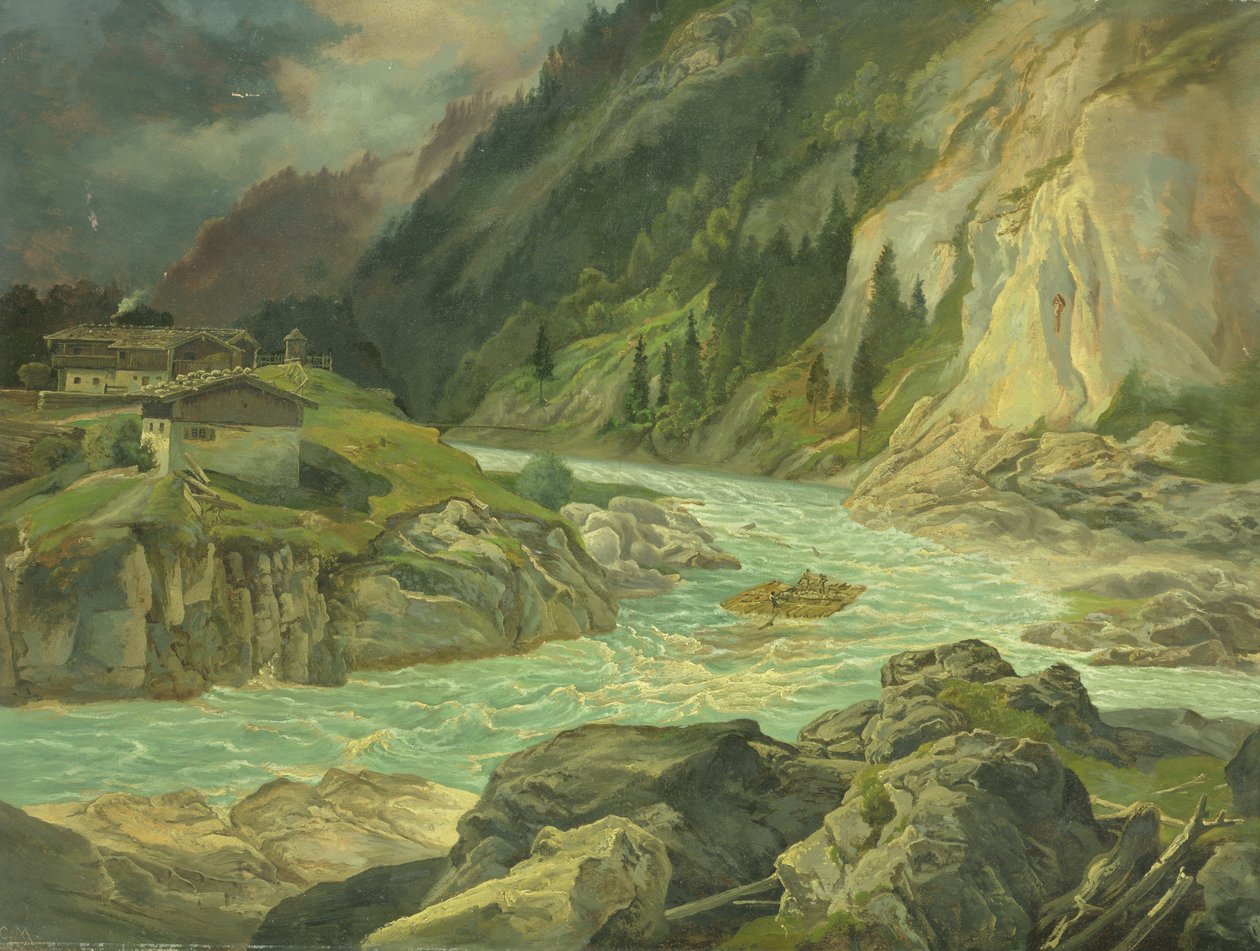 Rapids az Isar folyón, 1830 alkotó: Carl Morgenstern