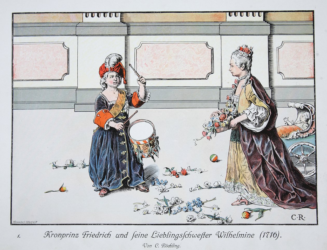 Frigyes koronaherceg és kedvenc nővére, Wilhelmine, 1716 alkotó: Carl Röchling