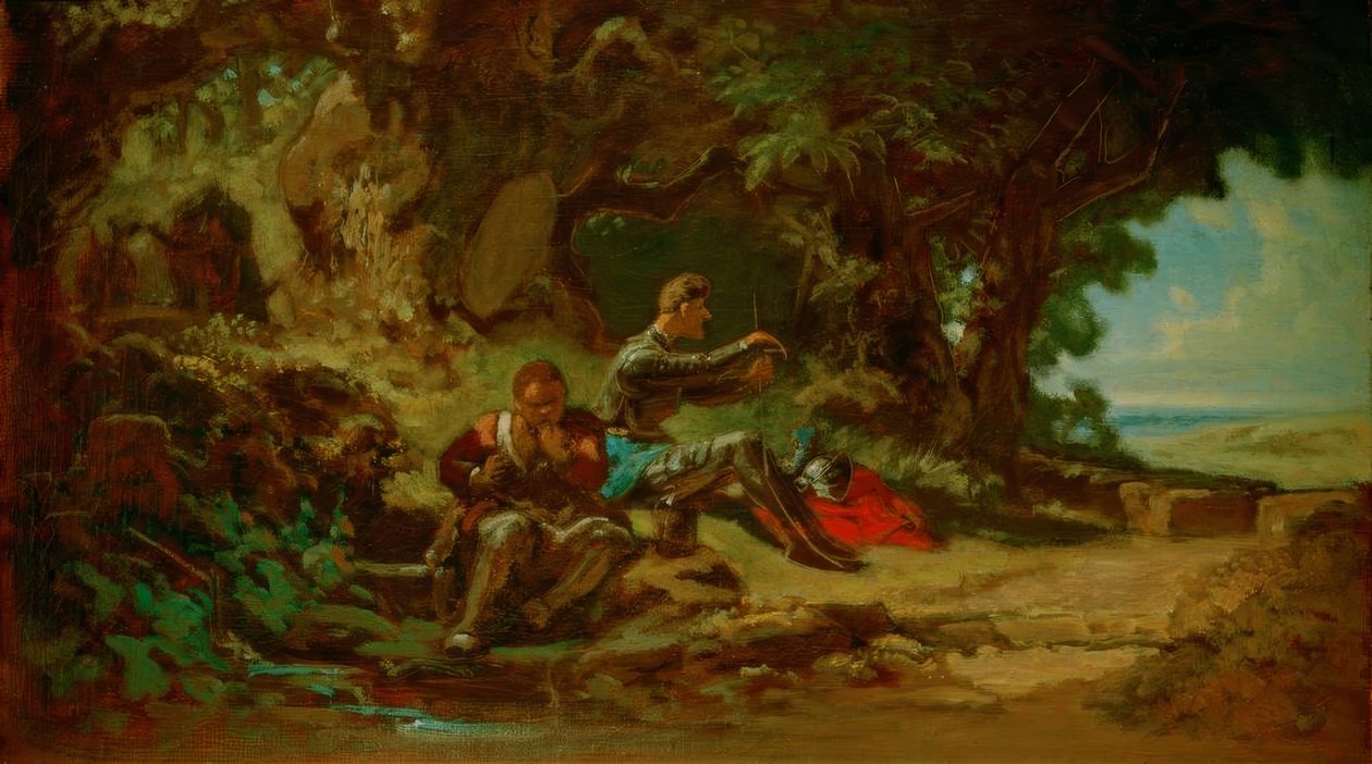 Don Quijote és Sancho Panza pihen alkotó: Carl Spitzweg