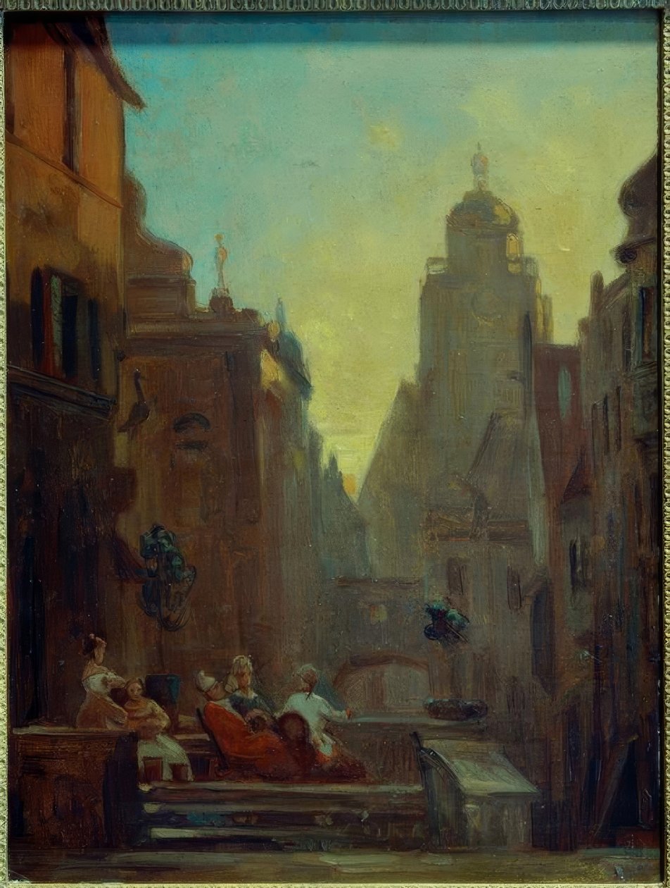 Csevegés a gólyapatikából alkotó: Carl Spitzweg