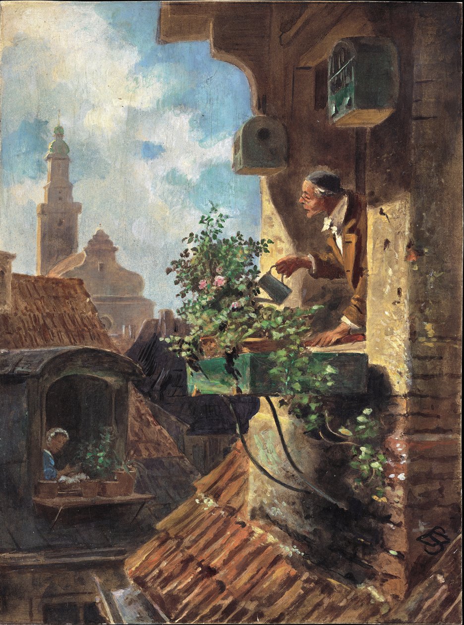 A padlásszoba, 1862 (olaj, kártya) alkotó: Carl Spitzweg