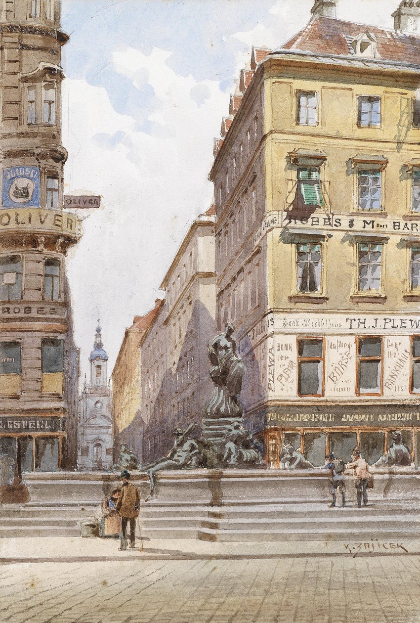 Bécs, a Donnerbrunnen a Neuer Markt -on alkotó: Carl Wenzel Zajicek