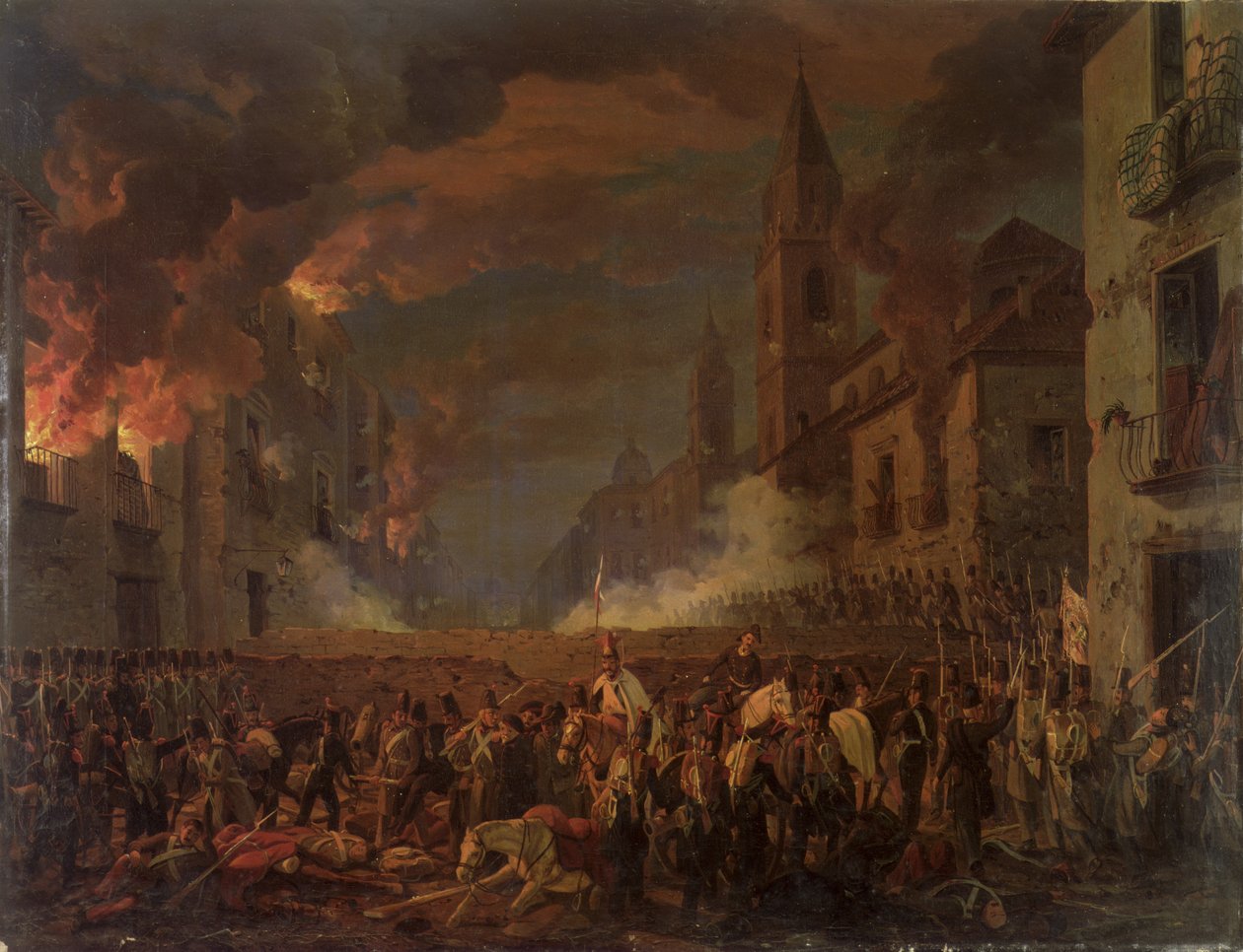Catania elfoglalása a 4. berni ezred által 1849. április 5-ről 6-ra virradó éjszakán alkotó: Carl Wilhelm Goetzloff