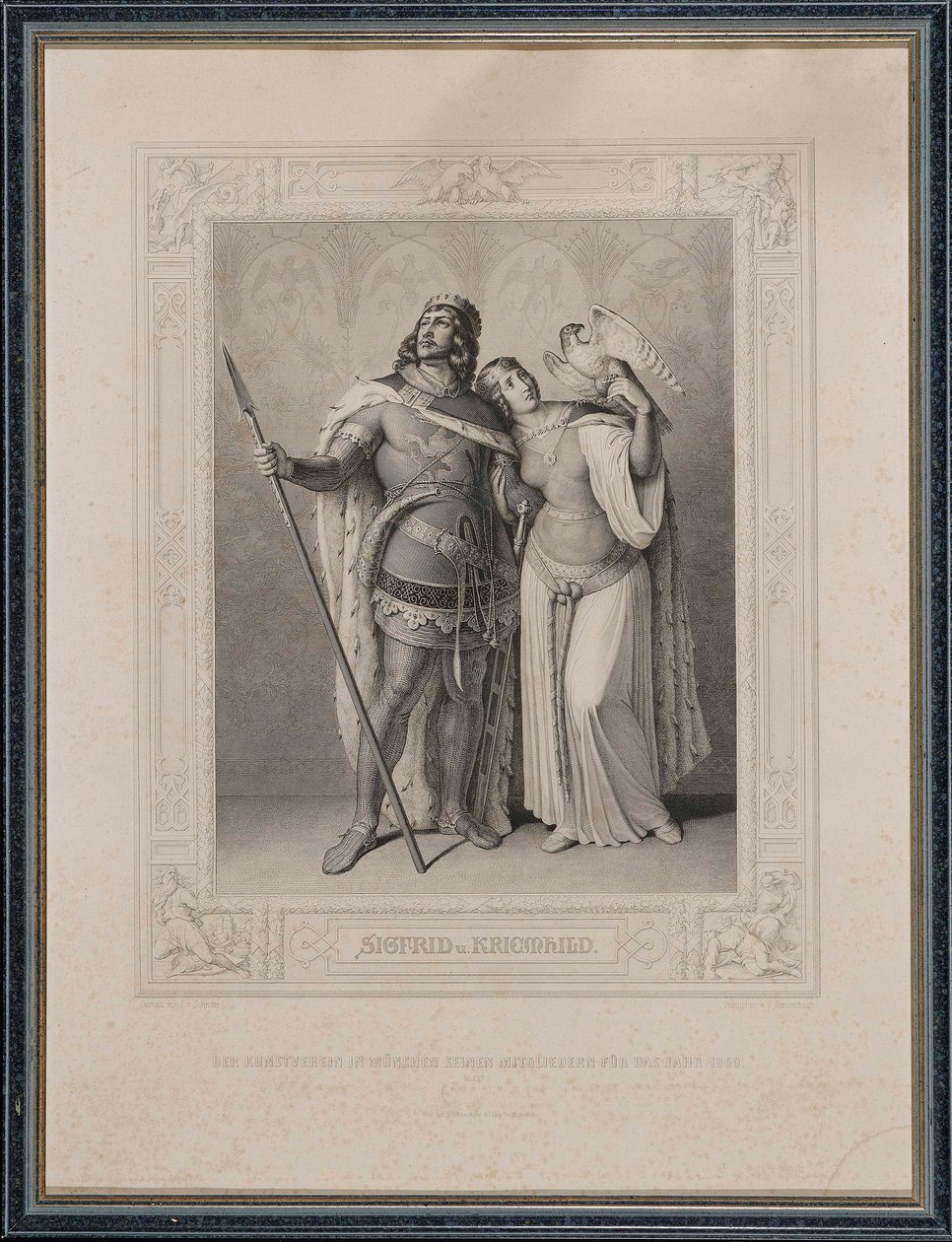 A nibelungosok. Siegfried és Kriemhild, 1860. alkotó: Carl Arnold Gonzenbach