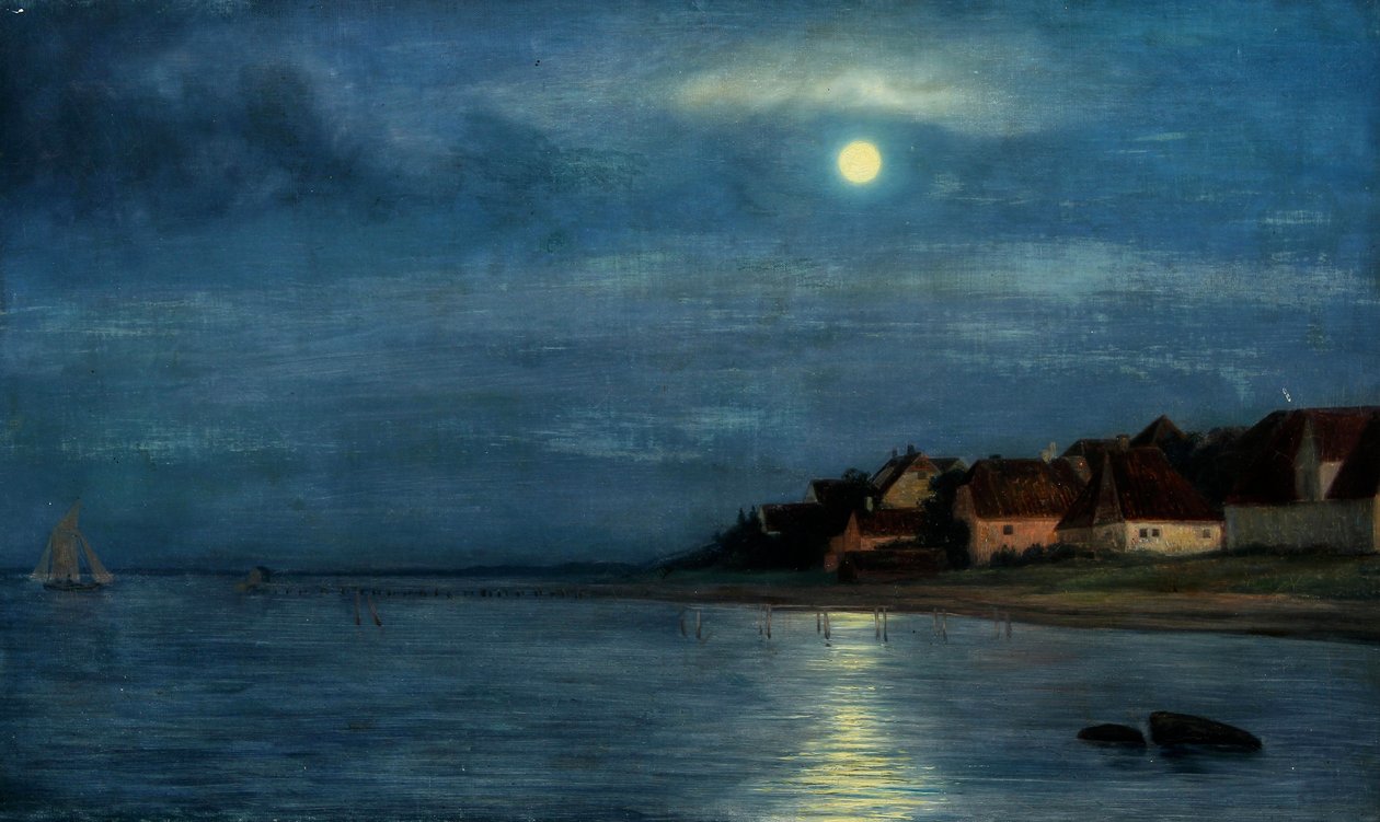 Dán: Holdfény. Hellebæk Moonlight. Hellebæk alkotó: Carl Bloch