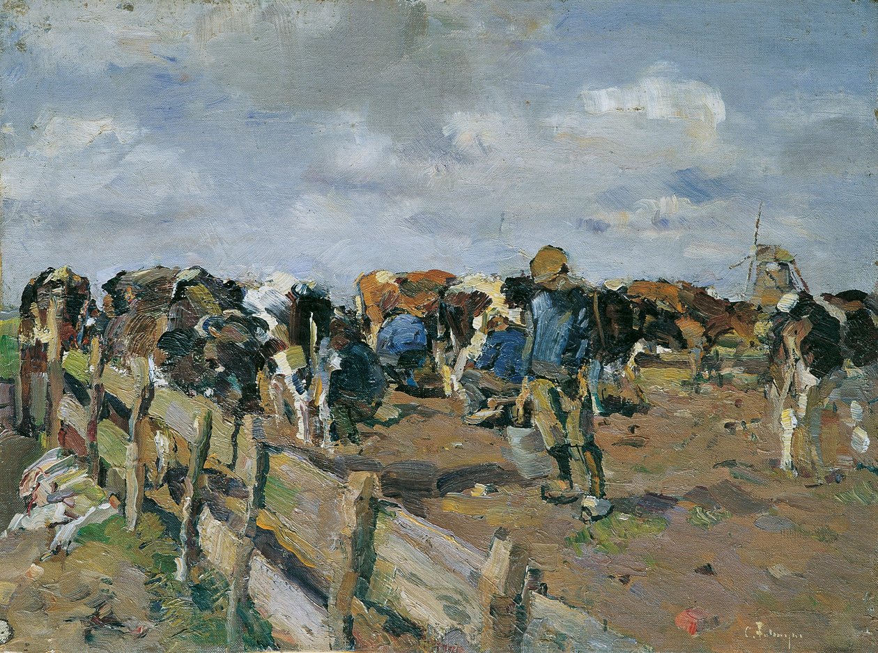 A tehenek fejése alkotó: Carl Fahringer