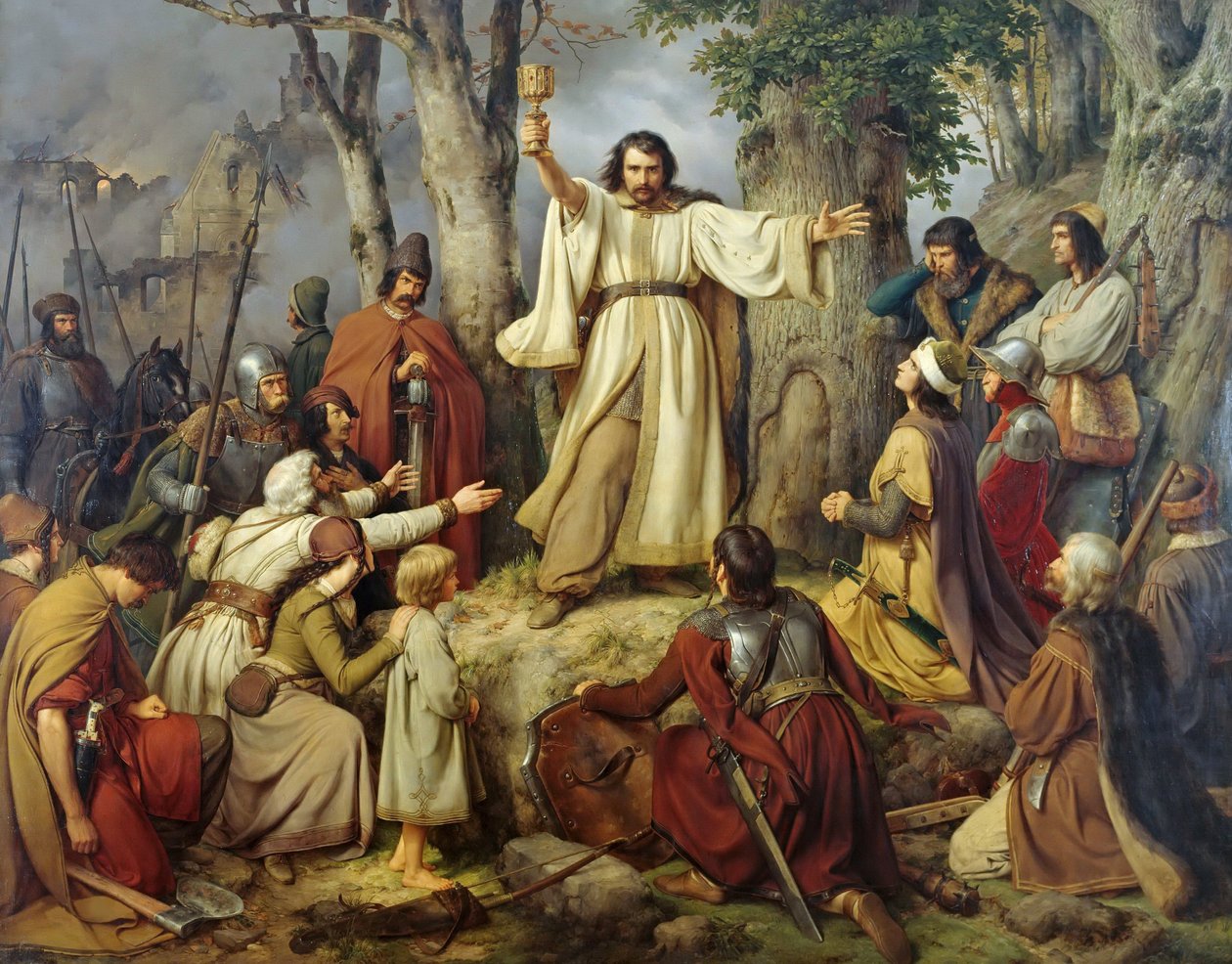 A huszita prédikáció, 1836. alkotó: Carl Friedrich Lessing