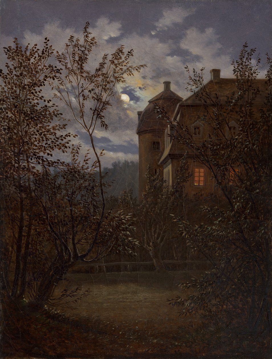 Schloss Milkel in Moonlight, kb. 1833-35. alkotó: Carl Gustav Carus