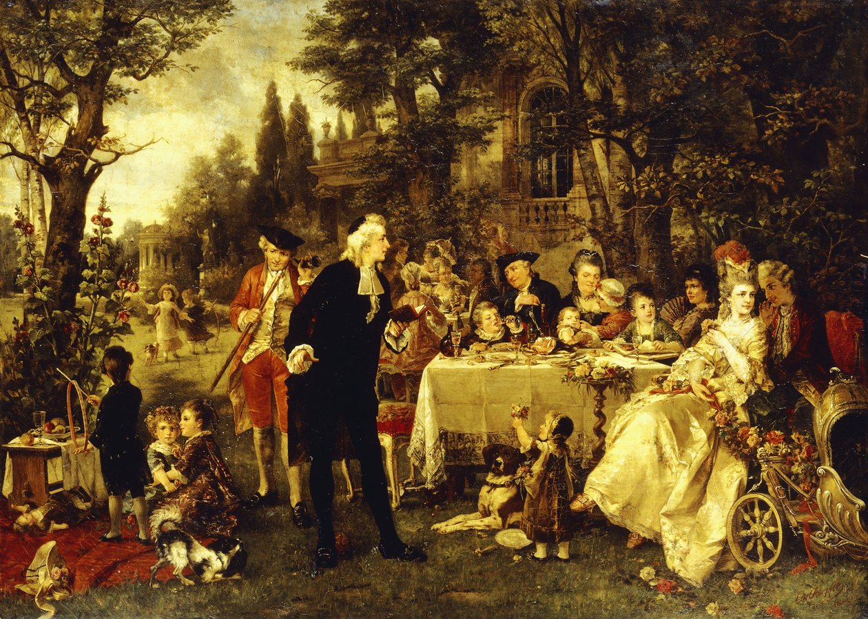 Esküvő a Fontainebleau-i kertben, alkotó: Carl Herpfer