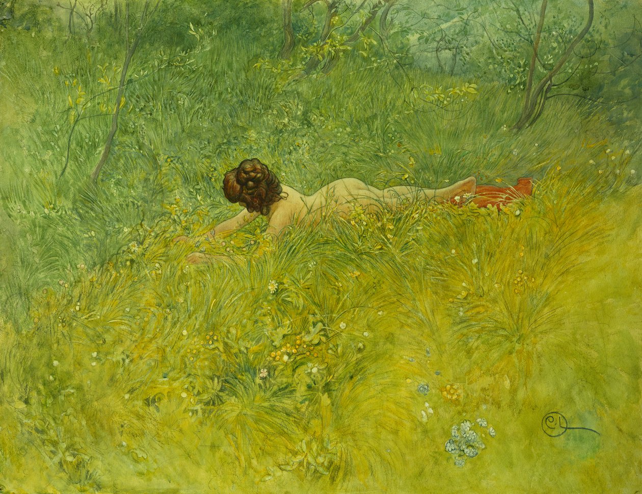 A füvön; I Grongraset, 1902 alkotó: Carl Larsson