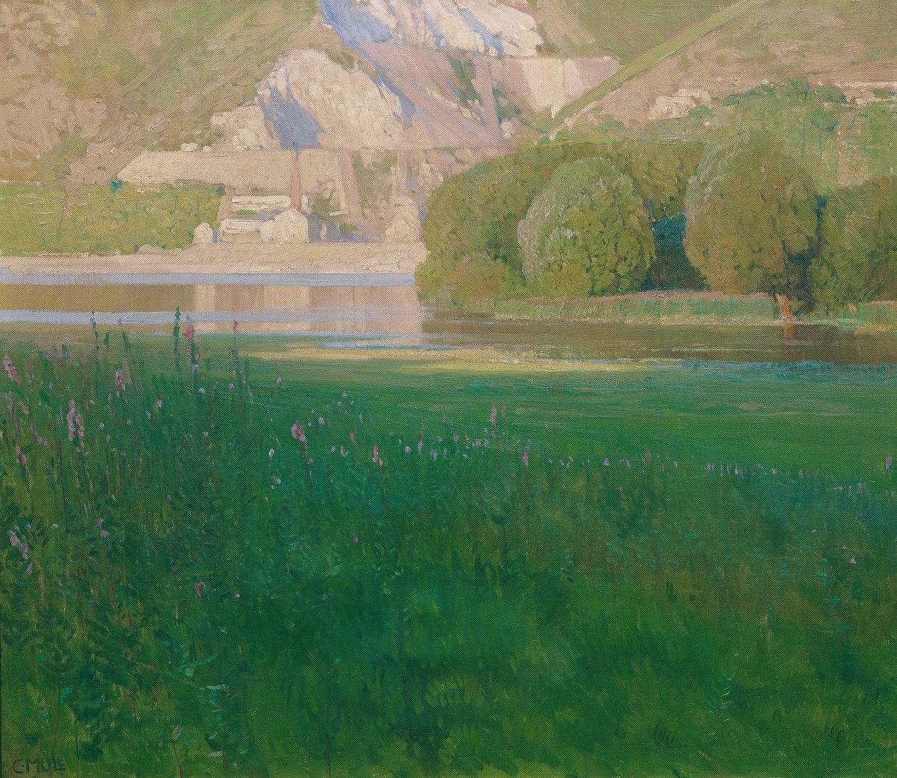 Szürkület. Kőbánya a Dunán alkotó: Carl Moll