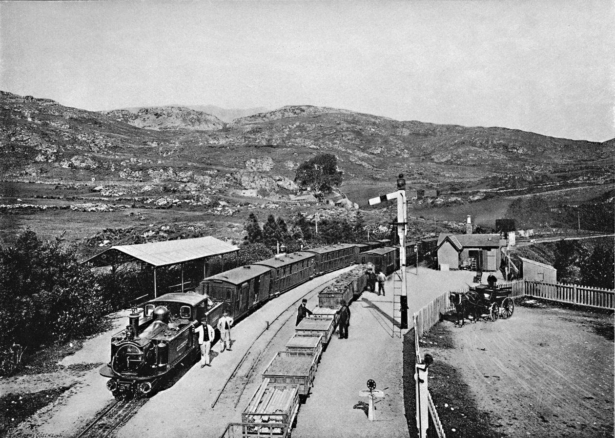 Ffestiniog vasút: Tan-Y-Bwlch állomás, c1896 alkotó: Carl Norman