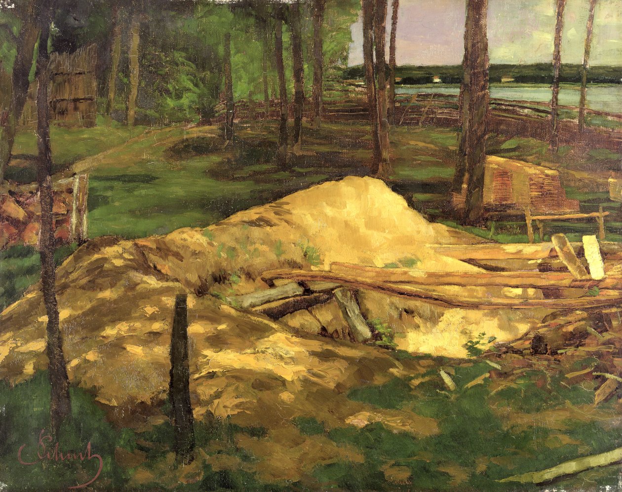Fűrészporgödör, 1876 alkotó: Carl Schuch