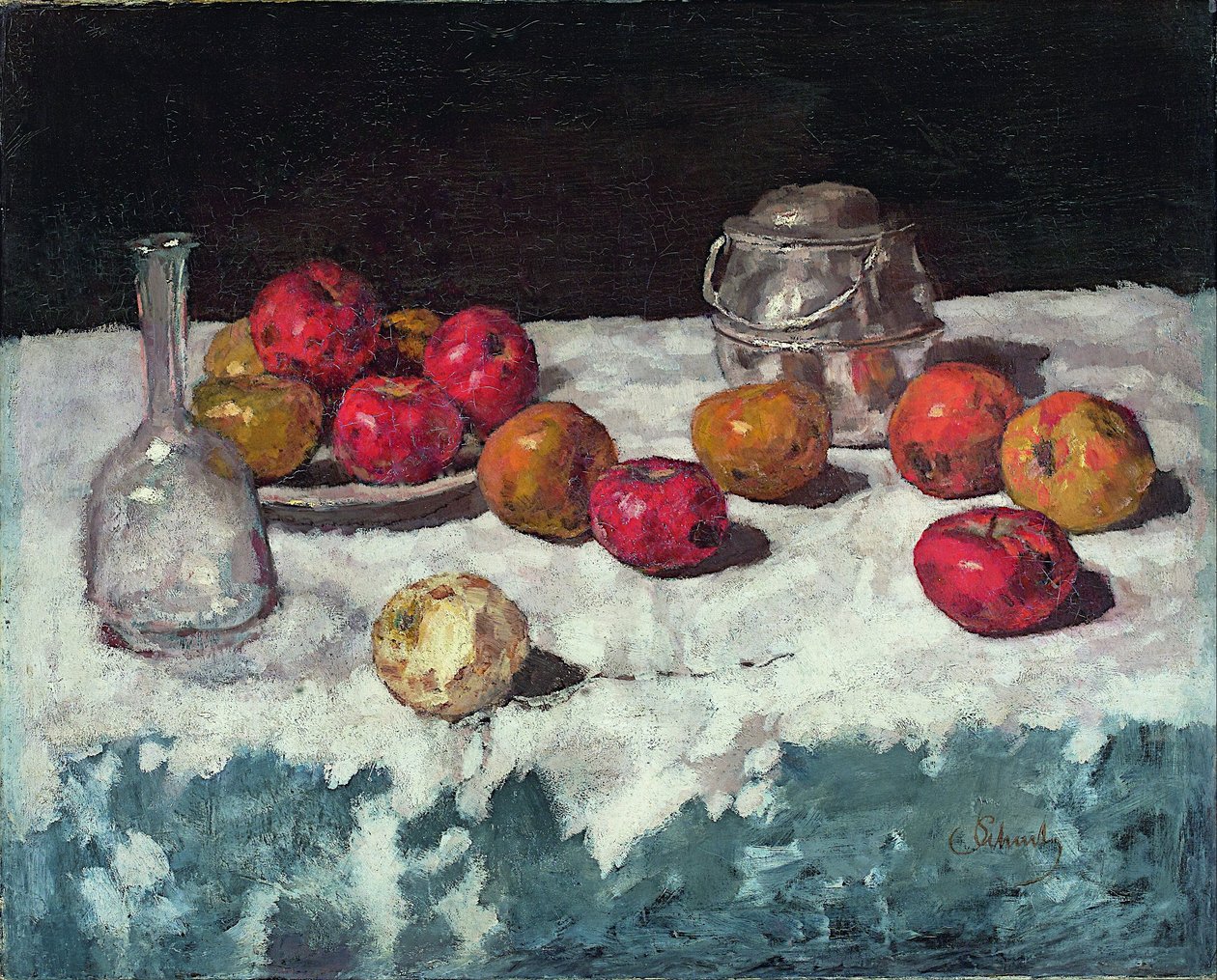 Csendélet almával alkotó: Carl Schuch
