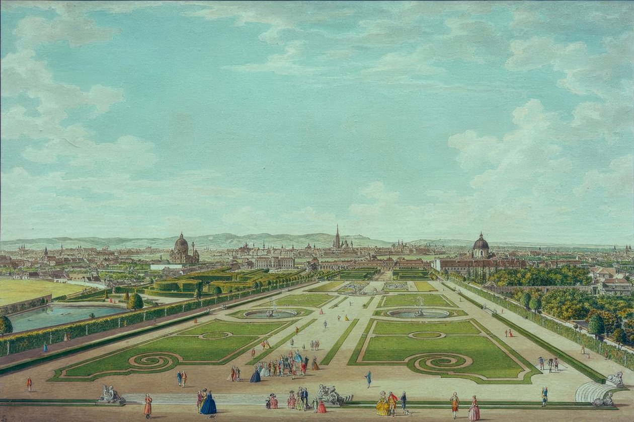 Bécs a Felső-Belvedere felől nézve alkotó: Carl Schütz