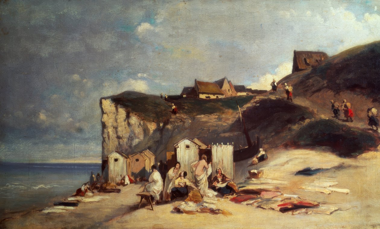 A tengernél fürdőző nők a Dieppe I-ben alkotó: Carl Spitzweg