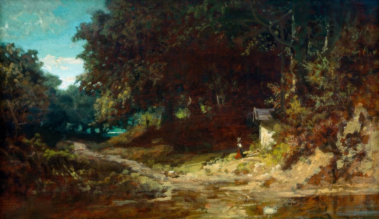 Imádkozó lány egy erdei kápolna előtt alkotó: Carl Spitzweg