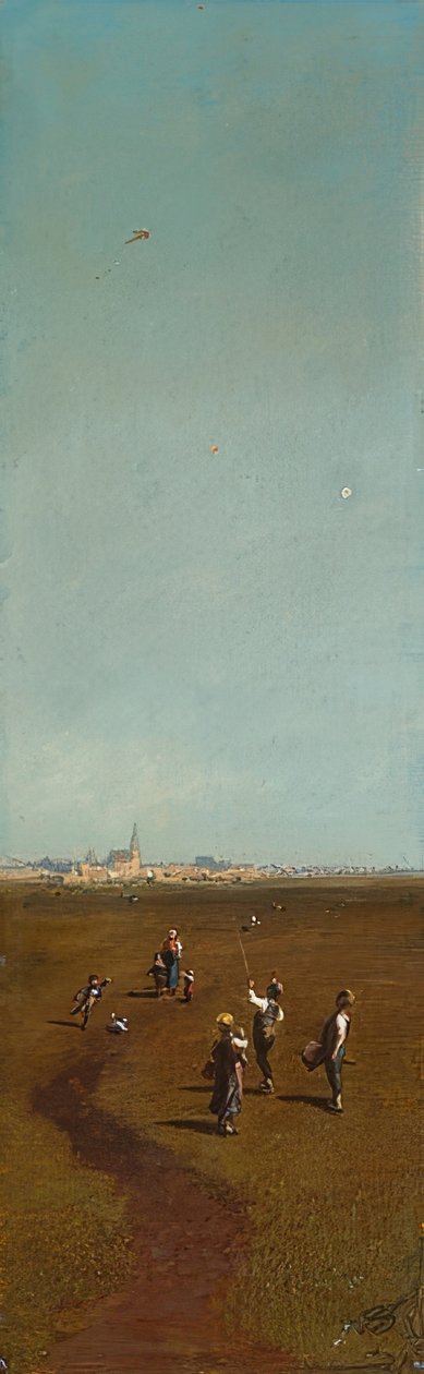 Sárkányreptetés. 1880/85 körül alkotó: Carl Spitzweg