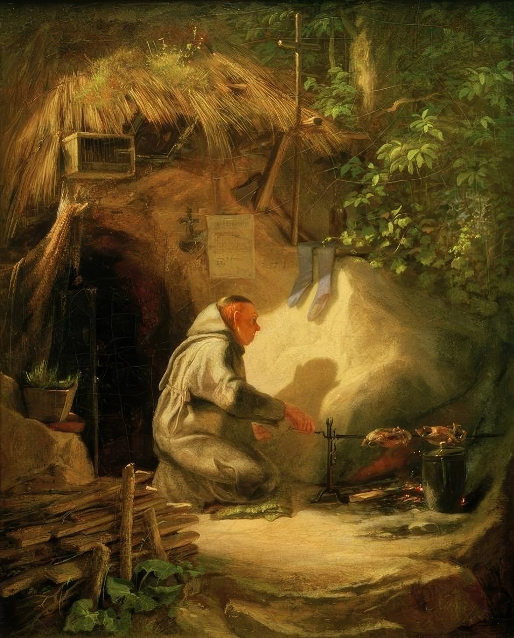 Remete sült csirkét alkotó: Carl Spitzweg