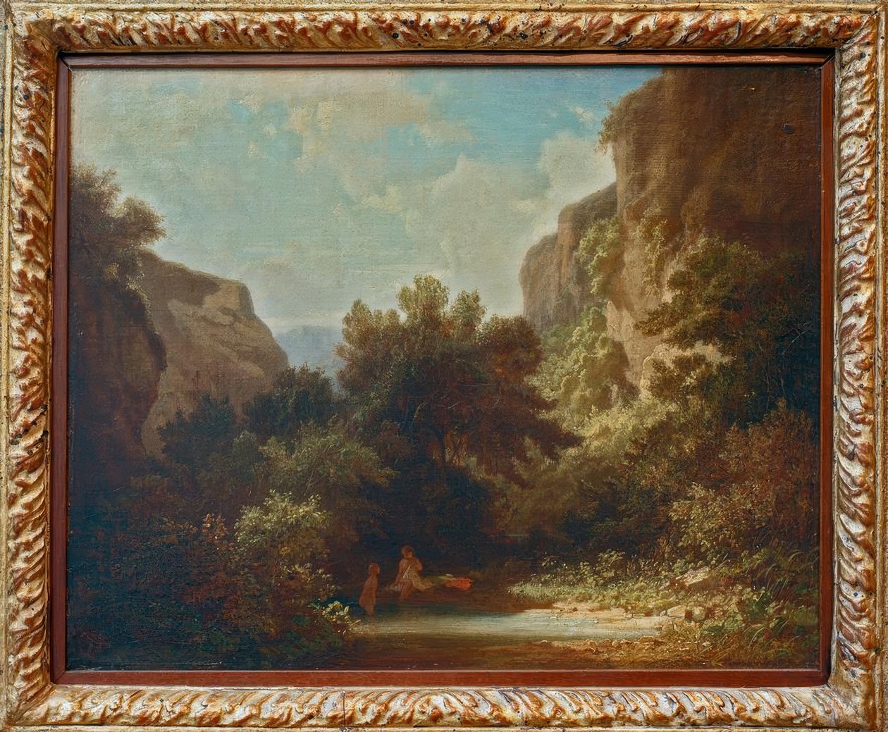 Sziklás hegyi táj fürdő nimfákkal alkotó: Carl Spitzweg